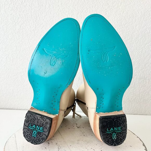 Lane PLAIN JANE Womens Cowboy Bootie 9.5 Pale Ivory Western Cowgirl Ankle Boot - Picture 8 of 11